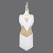 cheap Competition Dress-Latin Dance Dress Rhinestone Tassel Women's Performance Training Sleeveless Salsa Rumba Dancewear Costumes