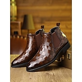 abordables Bottes de Chelsea-Bottines Chelsea marron pour homme en cuir gaufré crocodile – élégantes chaussures habillées à enfiler pour le bureau, les dîners et les occasions formelles