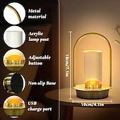 abordables Lampes de table-Lampe de table portable en métal pour extérieur et intérieur, 3 couleurs, sans fil, rechargeable, à intensité variable, alimentée par batterie, petite lampe de bureau, lanterne pour patio, chambre,