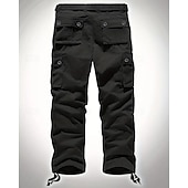 economico Pantaloni cargo-Per uomo Pantaloni Cargo Pantaloni Bottoni Multi-tasche Semplice Indossabile All&#039;aperto Quotidiano Campeggio &amp; Escursionismo Moda Classico Nero Verde militare