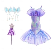 baratos Fantasia de Menina-Semana do Livro 2026 A Pequena Sereia Cauda de Sereia Vestido de Princesa Aqua Vestido de Halloween Fantasia de Cosplay Fantasia para Festa Temática Cosplay Filme Cosplay para Meninas Fantasia Infantil Carnaval Baile de Máscaras