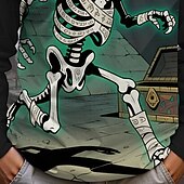 billiga Pojkes Halloween kostymer-Halloween Pojkar 3D Tecknat Dödskalle Spöke T-shirt Långärmad Vår Höst Mode Grundläggande Barn 4-12 år Rund hals Utomhus Ledigt Dagligen Normal