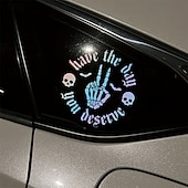 abordables Autocollants pour Voiture-Autocollant en vinyle pour voiture, motif crâne effrayant et chauve-souris, autocollant en verre durable sur le thème de l&#039;horreur, disponible en blanc/rose/noir, décoration d&#039;Halloween unique pour