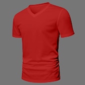 billiga grundläggande t-shirts-Herr T-shirt i bomullsblandning Kortärmad Kort ärm V-hals Sommar Alla årstider Ensfärgat Slät Designer Grundläggande Modernt Modernt V-ringad Semester Gata Ledigt Svart Vit Grön Topp t-shirt för män