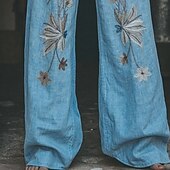 economico gamba larga e vita alta-Per donna Gamba larga Pantaloni Pantaloni Palazzo Moda Boho Lunghezza intera Vita Alta Fiore Coulisse Elastico in vita Stampato Traspirabilità Confortevole Streetwear Abbigliamento quotidiano Uscire