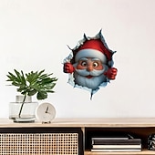 baratos Adesivos para automóveis-2 peças de adesivo de parede Papai Noel quebrando, pode ser fixado nas paredes da porta do carro, janela, laptop, scooter, caminhão - adequado para decoração de feriados em casa e sala de estar