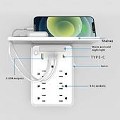baratos acessórios de perfuração-extensor de tomada de parede com prateleira noturna, extensor de tomada 9 em 1 com prateleira, extensores de tomadas com vários plugues, extensores de tomadas elétricas de parede, expansor de plugue