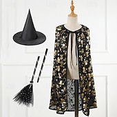 economico Costumi di Halloween per bambine-Bambini Ragazze Halloween A mantellina Geometrico Moda All&#039;aperto Cappotto Capispalla 4-12 Anni Autunno Argento Multicolore Nero