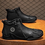 halpa Nilkkurit-Miesten ruskeat nahkaiset vetoketjulliset slip-on-kengät ainutlaatuisella pyöreällä kärjellä ja joustavalla pohjalla – retrohenkiset vapaa-ajan kengät matkoille, töihin ja jokapäiväiseen mukavuuteen.