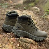 ieftine Bocanci-Ghete de drumeție maro pentru bărbați cu talpă robustă – pantofi de trekking pentru camping, drumeții pe trasee montane și echipament de lucru