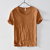 abordables T-shirts en Coton et Lin-Homme T-shirt en coton T-shirt Manches courtes Col ras du cou Été Uni Mode Designer Basique Style Classique Vacances Rue Sortir Blanche Noir Bleu T-shirt haut de gamme pour homme