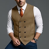 abordables Gilets-Homme Gilet Formel Vacances Quotidien Fête de mariage Mode Classique Printemps Automne Avec Poches Boutons Polyester Confortable Uni Chevrons Double Boutonnage Col en V Coupe Slim Noir Rouge bleu