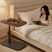 abordables Matériaux de Construction-Bureau portable pour ordinateur portable/table de chevet/bureau réglable/petite table d&#039;appoint rotative à 360°/table basse pour canapé/convient pour salon, chambre, baignoire, salle de bain, plateau