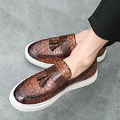 preiswerte Freizeit-Loafer-Braune Herren-Loafer mit Krokodilmuster und Quasten – luxuriöse Slipper für Business, Abendpartys und formelle Anlässe