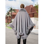 billige Pelssjal-Pelssjal Elegant Hold Varm Ermeløs Flaggermusermer Polyester Bryllup Wrap Med Ren Farge Til Spesiell Leilighet Høst vinter