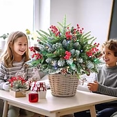 abordables Couronnes, Guirlandes &amp; Décorations-urne de remplissage pour sapin de Noël artificiel pré-éclairé, 8 modes &amp;Piquets d&#039;arbre de Noël alimentés par batterie et minuterie adaptés aux allées, patios, jardins, fêtes d&#039;anniversaire,