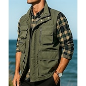 preiswerte Westen-Herren Anglerweste Wanderweste Ärmellos Weste Außen Leicht Atmungsaktiv Reißverschluss Mehrere Taschen Nylon Schwarz Armeegrün Marinenblau Jagd Angeln Klettern