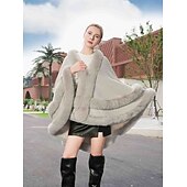 billige Pelssjal-Pelssjal Plus Size Curve Hold Varm Ermeløs Flaggermusermer Polyester Bryllup Wrap Med Ren Farge Til Spesiell Leilighet Høst vinter