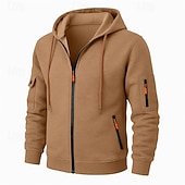abordables Sudadera Táctica-Hombre Sudadera Sudadera con capucha y cremallera completa Sudadera con capucha de lana Sudadera táctica con capucha Negro Azul Marino Caqui Gris Claro Gris Oscuro Con Capucha Plano Cremallera
