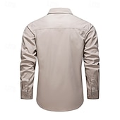 abordables Tapas-Hombre camisa cargo Camisa para senderismo Manga Larga Cuello Vuelto Camiseta Al aire libre Transpirable Primavera Otoño Algodón Negro Verde Ejército Caqui Caza Rutina de ejercicio Viaje