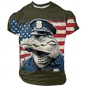  Per uomo Coccodrillo 3D USA Maglietta Manica Corta maglietta Stampa 3D Girocollo Camicia Moda Esagerato Quotidiano Feste Streetwear Casuale Nero Rosso Blu Estate Primavera Abbigliamento S M L XL XXL