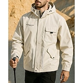 preiswerte Wasserdichte Jacken-Herren Softshelljacke Wanderjacke Hardshelljacke Außen Wasserdicht Winddicht Wanderoutfits Wanderbekleidung Frühling Herbst Jacke Jagd Klettern Laufen Einfarbig Schwarz Armeegrün Khaki