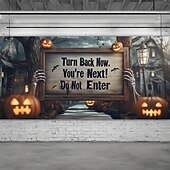  Halloween  Outdoor Garage Door Cover Skeletons Banner Large Tapestry Backdrop Decoration for Holiday Outdoor Garage Door Home Wall Decorations