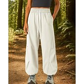 preiswerte Unterteile-Damen Hose mit weitem Bein Wanderhosen Regenhose zum Wandern Außen Normale Passform Wasserdicht Winddicht Unterteile Kordelzug Tasche Elastischer Bund Schwarz Weiß Camping / Wandern Laufen S M L XL