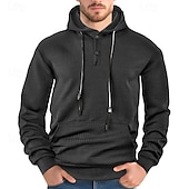 abordables Sudadera con capucha de vellón-Hombre Sudadera Sudadera Con Capucha Sudadera con capucha de lana Sudadera con capucha forrada de polar Negro Blanco Amarillo Azul Marino Café Con Capucha Plano Con Texturas Deporte Casual Diario