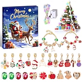 cheap Advent Calendar-Christmas Advent Calendar Bracelets 2025 for Girls, 24 Days DIY Jewelry Making Kit with 22 Charm Beads and 2 Adjustable Bracelets, Xmas Countdown Gift for Kids Teens Women