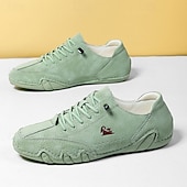 billige Sneakers til herrer-grønne semskede joggesko for menn – lette, avslappede sportssko for turgåing, reiser og streetwear-antrekk
