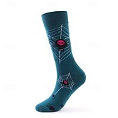 abordables calcetines caseros-Calcetines largos de algodón de Halloween, calcetines con estampado de dibujos animados por encima de la pantorrilla para hombres y mujeres, medias deportivas hasta la rodilla resistentes a los olores