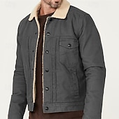 economico Giubbotti Cargo-Per uomo Giacca Invernale Giacca in Pile Giacca Cargo Giacca Casual Vacanza Quotidiano Calore Termico Tasca Pile Autunno Inverno Semplice Moda Streetwear Bavero Regolare Nero Cachi Grigio scuro Giacca