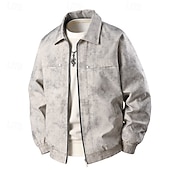 billiga Avslappnade jackor-Herr Jacka Vardaglig jacka Utomhus Semester Varm Dragkedja Ficka Höst Vinter Slät Mode Streetwear Kinakrage Normal Svart Rosa Beige Kaffe Jacka