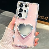 cheap Samsung Cases-Phone Case For Samsung Galaxy S25 S24 Ultra Plus S24 FE S23 A16 A55 5G A35 5G A15 Back Cover Mirror Kickstand Shockproof Heart Silicone