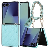お買い得  サムスン用ケース-電話 ケース 用途 サムスンのギャラクシー Zフリップ7 Zフリップ6 Z Flip 5 Z Flip 4 バックカバー ストラップ付き 耐衝撃 レトロ風 TPU PUレザー