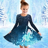 preiswerte 3D-Cartoon-Kommode-Mädchen&#039; 3D Cartoon Kleid Langarm Sommer Frühling Urlaub Täglich Ferien Prinzessin Schön Süß Kinder 4-12 Jahre Freizeitkleid A Linie Kleid Knielang Normale Passform