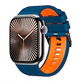 levne Řemínky na Apple Watch-Sportovní řemínek kompatibilní s Apple Watch 42 mm 44 mm 45 mm 49 mm odolný kovový řemínek s nastavitelnou kovovou sponou a silikonovým řemínkem pro iWatch Ultra 2 Series 9 8 7 SE 6 5 4