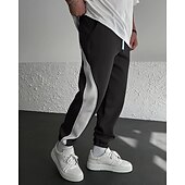levne Tepláky-Pánské Tepláky Běžec Kalhoty Šňůrky Kapsy Elastický pas Barevné bloky Pohodlné Outdoorové sporty Denní Módní Na běžné nošení Černočervená Bílá  / modrá Lehce elastické