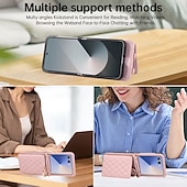 baratos Capa Samsung-telefone Capinha Para Samsung Galaxy Z Flip 7 Z Virar 6 Z Flip 5 Z Flip 4 Capa traseira com cordão Pata de Apoio Slot para cartão Retro TPU Couro PU