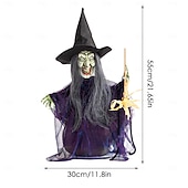 お買い得  ハロウィン-ハロウィンの魔女の飾り、ハロウィンの魔女が開いた魔女のフィギュア、ハロウィンの飾り、サウンドアクティブ - ホームデコレーション、パーティーギフト用品、屋内屋外用、光る目付き