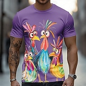 ieftine Tricouri cu imprimeu animal-Bărbați Cocoș Amuzant Tricou Manșon scurt Tricou Tipărire 3D Stil Nautic Cămașă Exagerat Designer Petrecere Concediu Albastru piscină Negru Mov Vară Primăvară Îmbrăcăminte S M L XL XXL XXXL