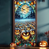 billige Halloween dørdeksler-Halloween Dørdeksel Utendørs bannere Gresskar Flaggermus 3D Psykekdelisk Party Utendørs Bakgrunner for skyting Inngangsdør Veggveranda Dekorasjoner Vegg Dør Bakgrunn
