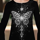 tanie 3D zwierzęta dziewczynki-Dziewczyny &#039; 3D Motyl Sukienka Sukienka z falbanami Długi rękaw Lato Wiosna Urlop Codzienny Święto Piękny Słodkie Dzieci 4-12 lat Codzienne sukienki Do kolan Regularny