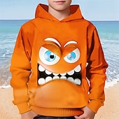 baratos Animais 3D do Menino-Moletom com capuz estampa 3D para meninos, estampa engraçada com sorriso, manga longa, moda outono inverno, streetwear, crianças de 4 a 12 anos, com capuz, casual, para atividades ao ar livre, ajuste