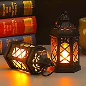 お買い得  ハロウィン室内-1個 12 * 5.5cm ハロウィン 北欧 六角形 風 ライト LED 電子キャンドルライト 屋内 屋外 レストラン パーティー お祝い 雰囲気 装飾 ナイトライト LR44 * 3 バッテリー
