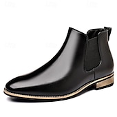 abordables Bottes de Chelsea-Homme Bottes Bottes Chelsea Marche ancien Occasionnel Cuir PU Confortable Antidérapant Chaud Bottines Mocassin Noir Jaune Marron Automne Hiver