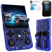 お買い得  ゲーム機器-アップグレードされたr36maxハンドヘルドゲームコンソール - デュアルアクションジョイスティック、USB充電、充電式リチウムバッテリー、64GBカード付属、ブラックキャリングケース、外出先でのゲームに最適なポータブルゲームコンソール