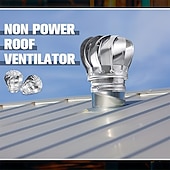 رخيصةأون مستلزمات المنزل-مروحة سقف متينة من الفولاذ المقاوم للصدأ مقاس 110 مم مع غطاء عادم دائري دوار لتهوية المدخنة الخارجية وغطاء المدخنة وغطاء مقاوم للحرارة والبرودة ومقاوم للتآكل وتهوية غير كهربائية