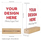 billige Gaver-Personlig nattlys med foto, tilpasset gave, akryl LED-dekorasjon, USB-drevet, varm hvit, legg til bildet ditt, den perfekte julegave til bestevenner, elskere og familie